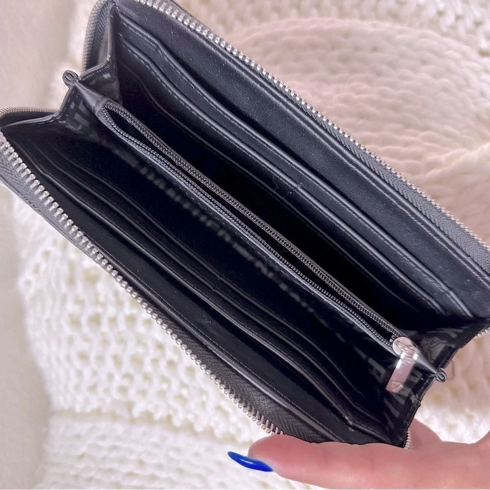 LOUNGEFLY Marvel BLACK PANTHER Infinity War Zip Around Large Wallet Black Silver - Picture 9 of 10